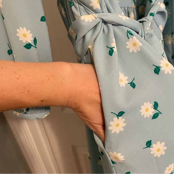 Kate Spade Dancing Aster Spring Floral Dress | Smocked Tie Waist | Pockets | 8 - Picture 10 of 14